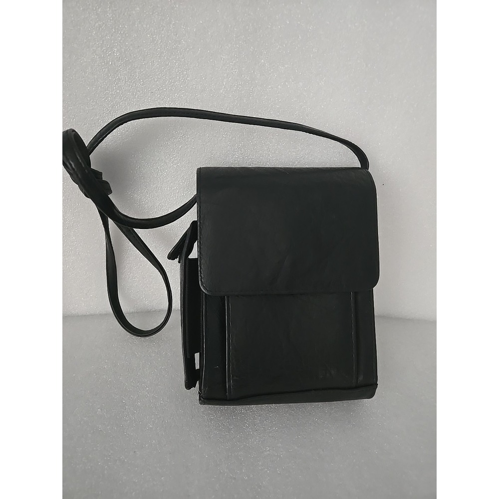 Unisex Cherokee Black Faux Leather Crossbody‎ Organizer Wallet Purse Handbag